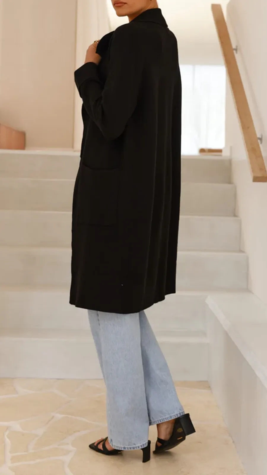 Black Simple Mid-Length Jacket