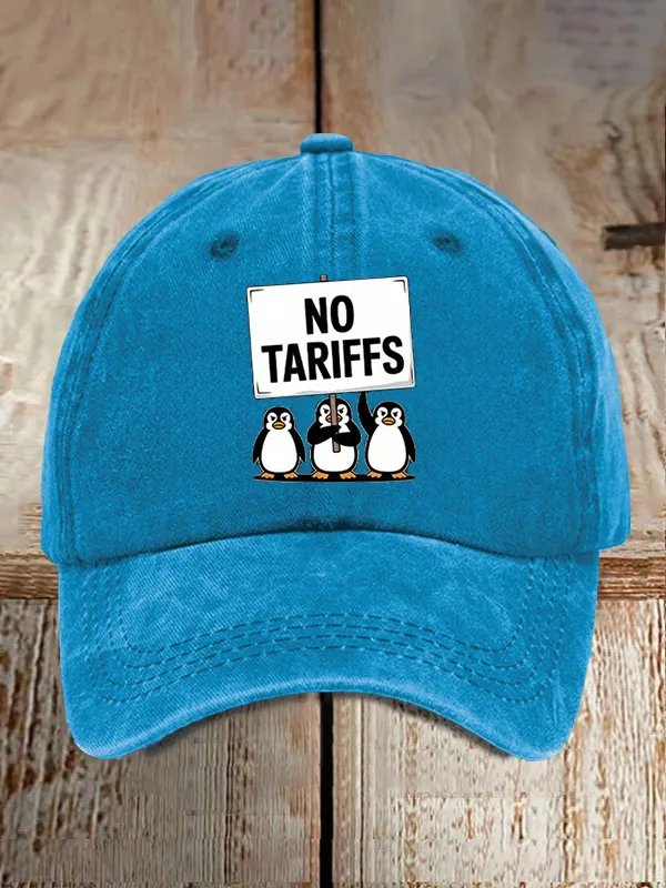 Penguin No Tariffs Print Baseball Cap