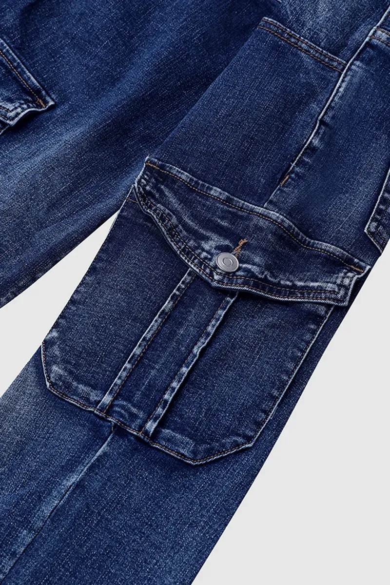 Flap Pocket Low Waist Skinny Cargo Jeans