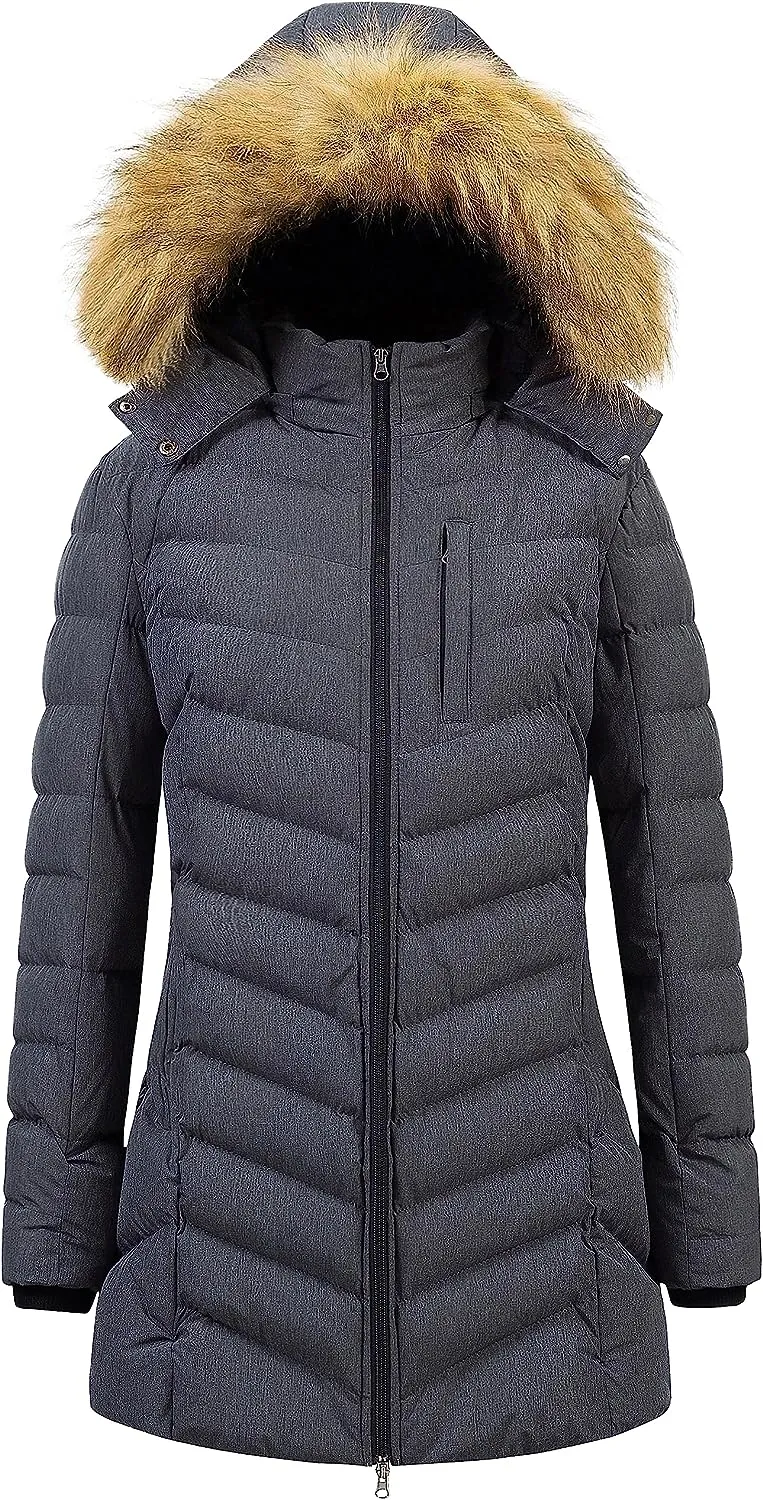 US Women's Winter Hooded Coat Waterproof Warm Long Puffer Jacket Parka