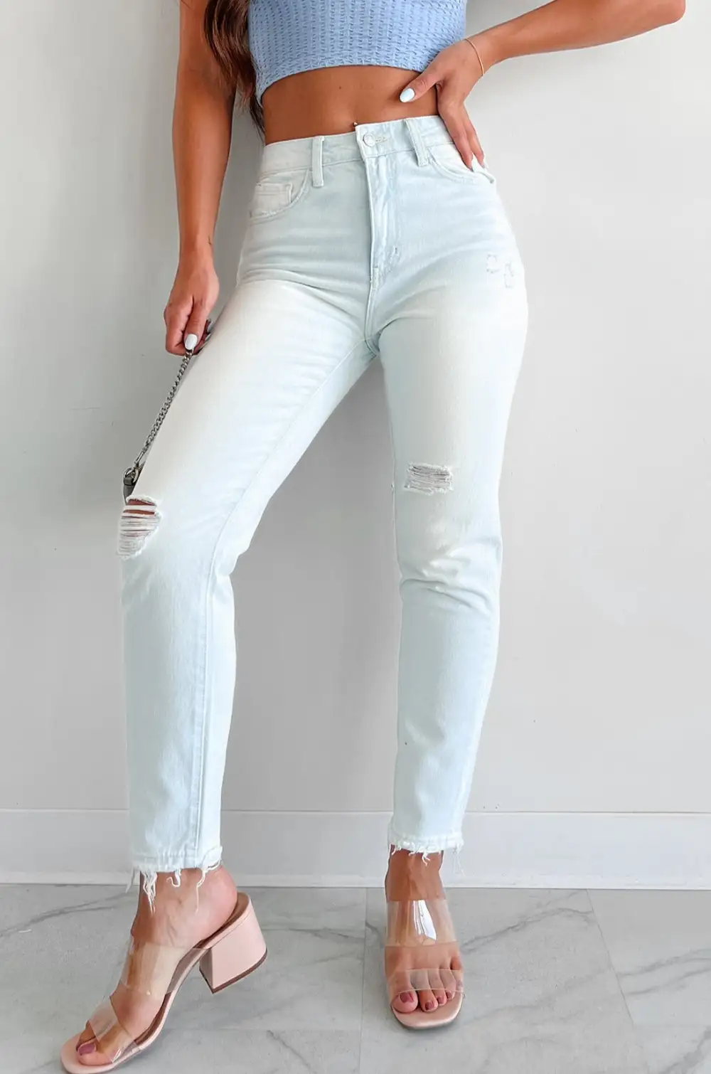 High-Waisted Skinny Ripped Jeans