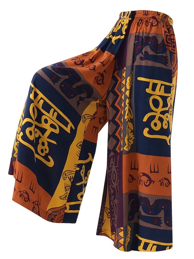 Women's Wide Leg Gauchos Pants Trousers Baggy Full Length Causal Vacation Red Purple XL XXL Spring Fall