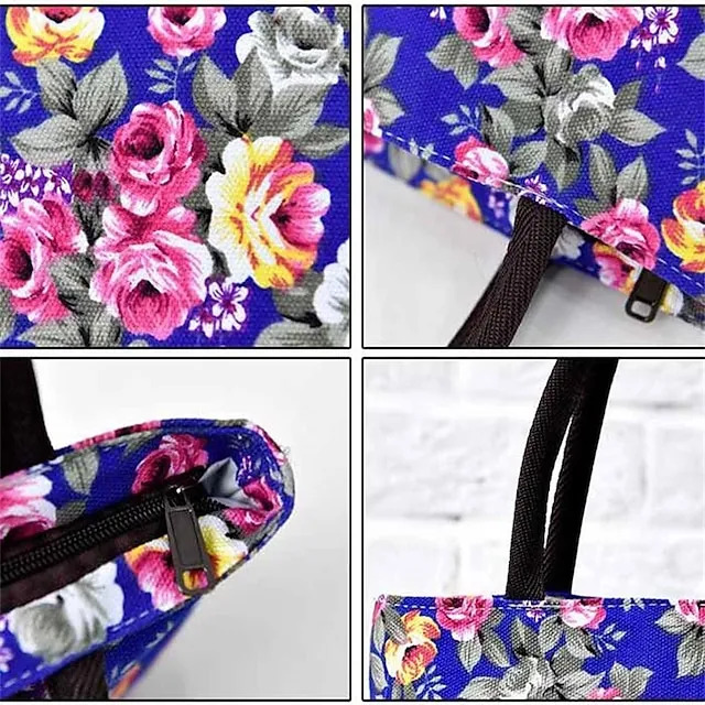 Women's Handbag Nylon Outdoor Daily Zipper Large Capacity Breathable Lightweight Flower Black Red Blue