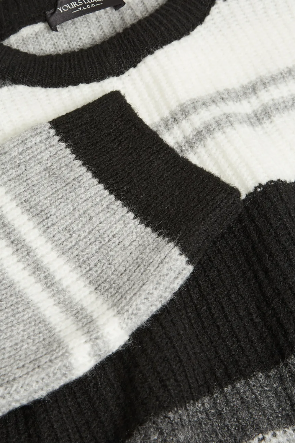 YOURS LUXURY Curve Grey Stripe Longline Jumper