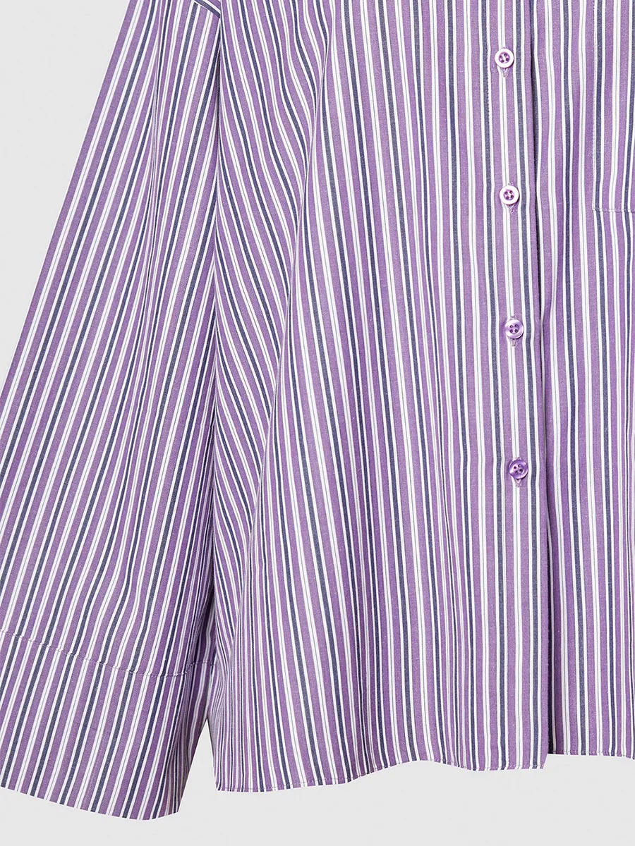 Women'S Purple-White Stripe Oversized Shirt
