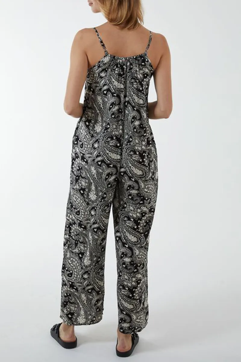 Casual Style Oversized Wide Leg Black Jumpsuit