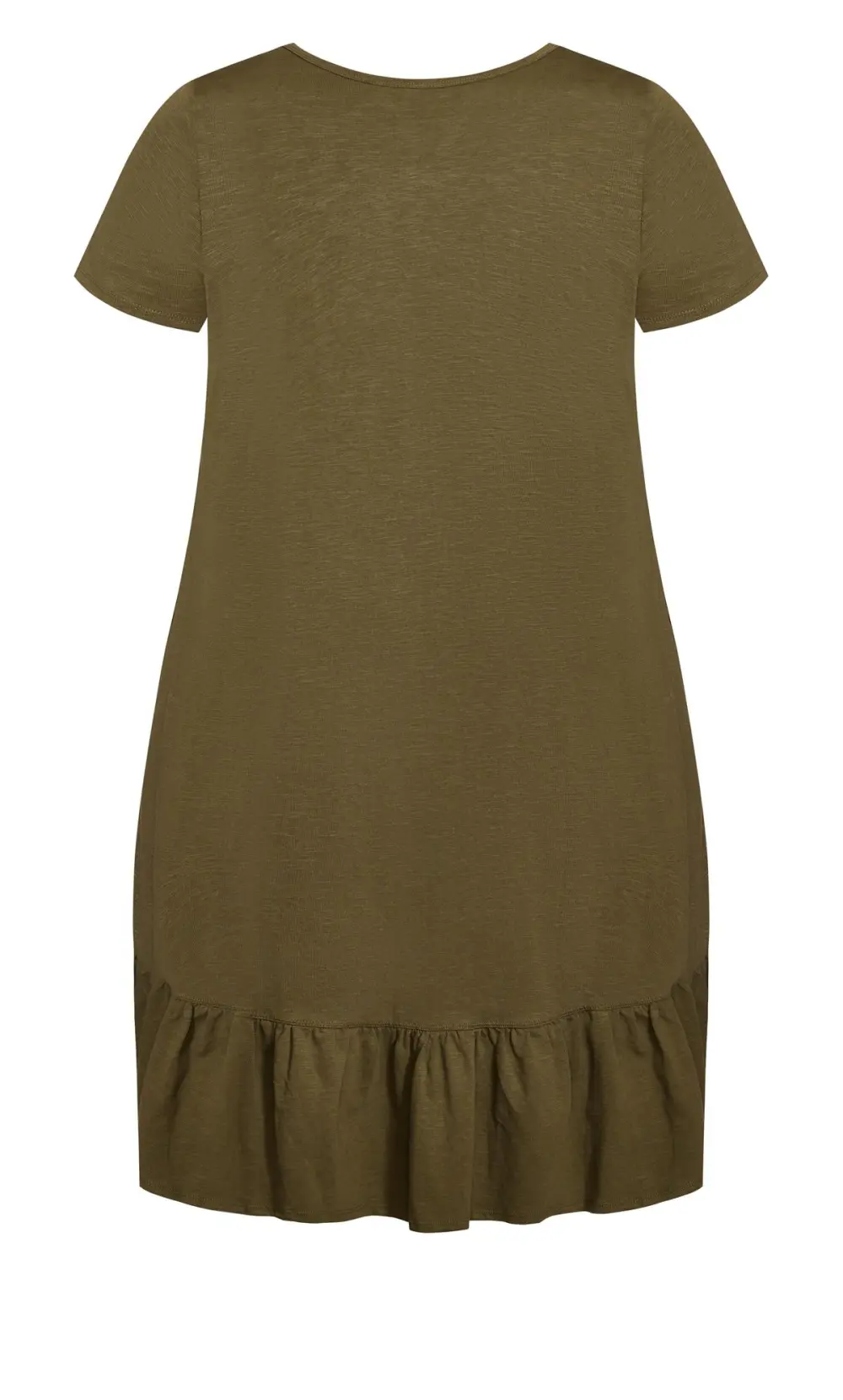 Evans Khaki Green Ruffle Drape Pocket Tunic Dress