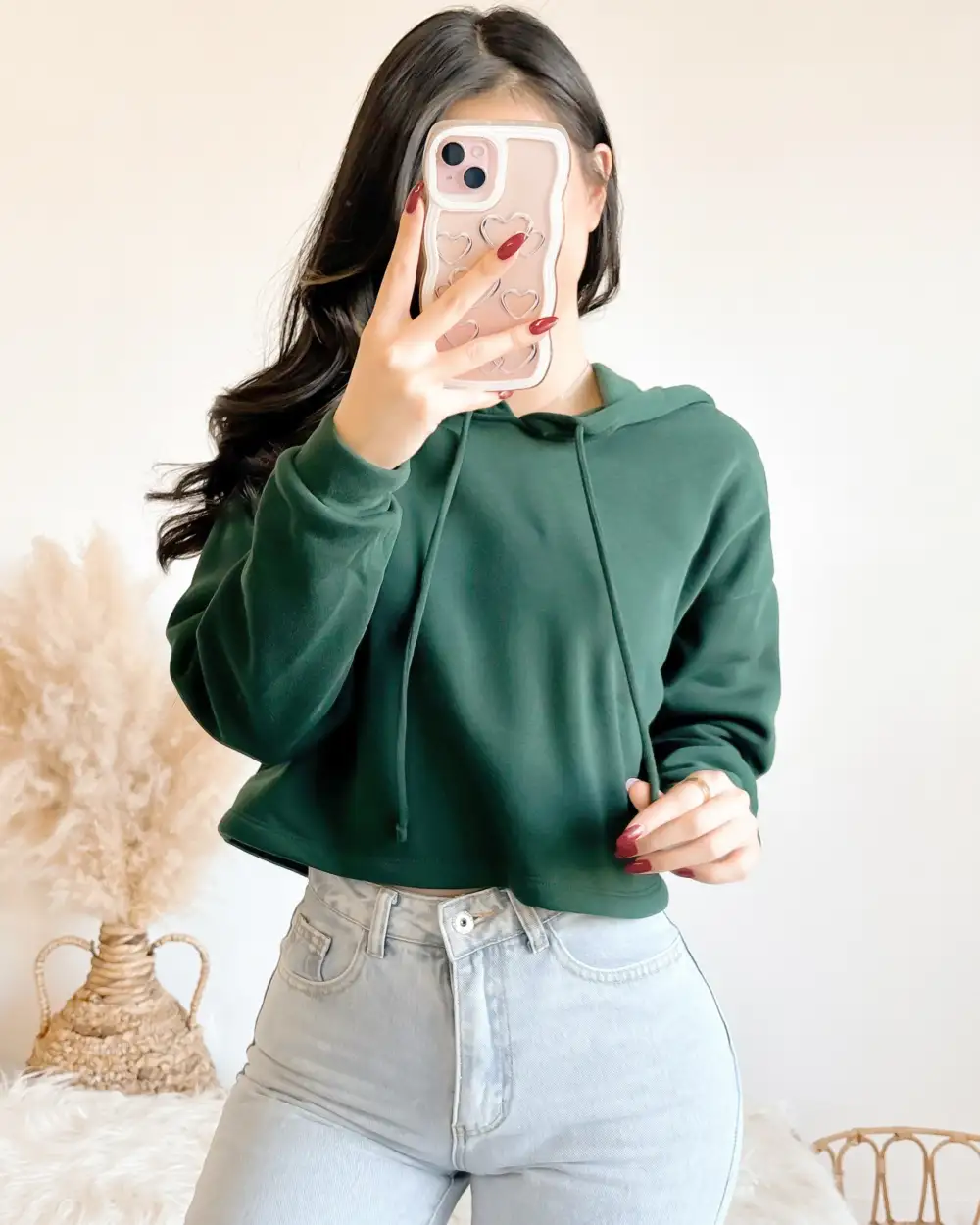 EVERYDAY BASIC CROP HOODIE (FOREST)