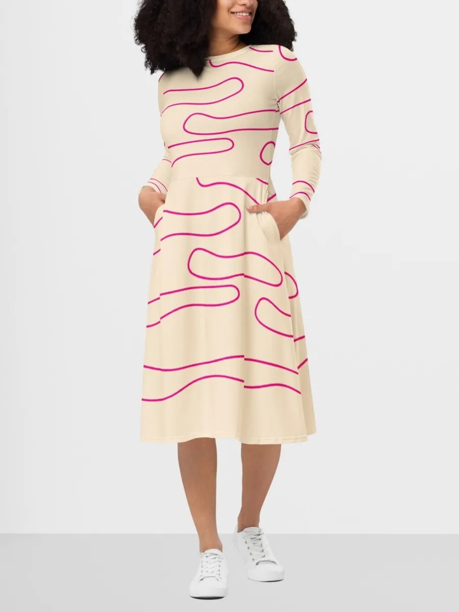 Minimalist Wave Print Dress