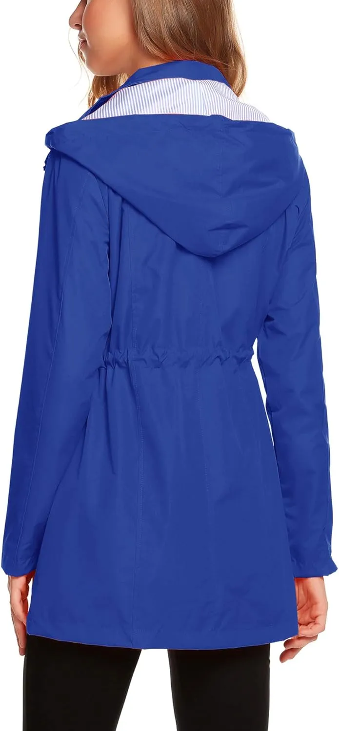 Womens Lightweight Hooded Waterproof Active Outdoor Rain Jacket S-XXL
