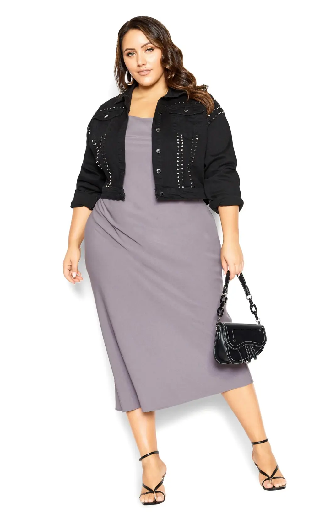 Evans Grey Satin Slip Dress