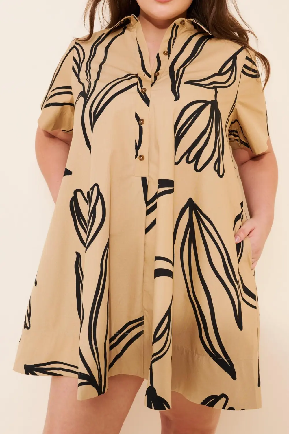 Pollie Short-Sleeve Swing Tunic Mini Dress