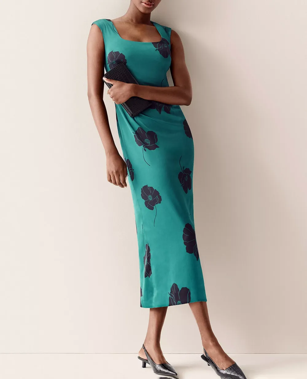 Floral Square Neck Column Maxi Dress