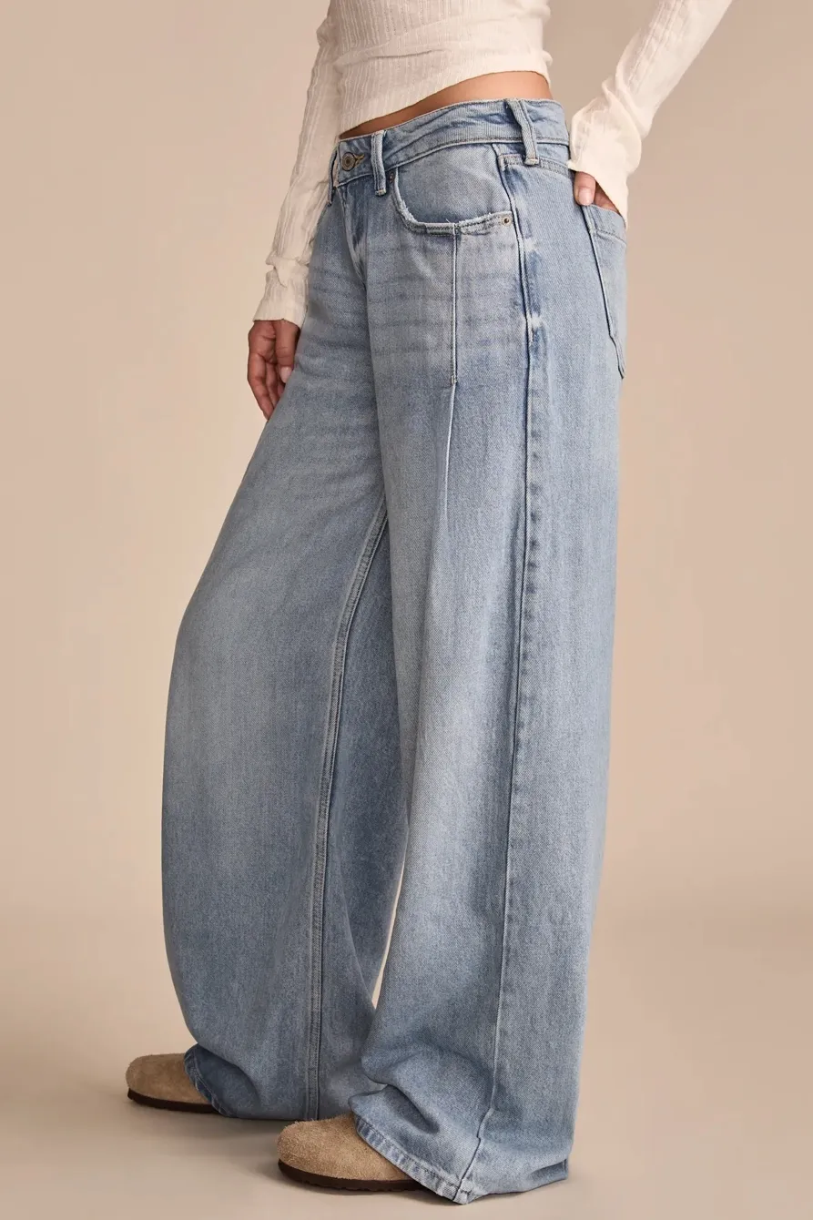 Wide Leg Pleated Liquid Denim Luxe Palazzo