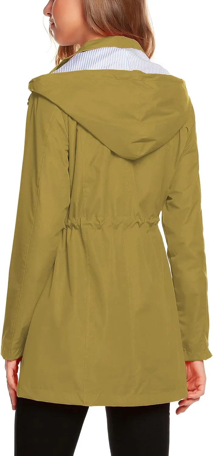 Womens Lightweight Hooded Waterproof Active Outdoor Rain Jacket S-XXL