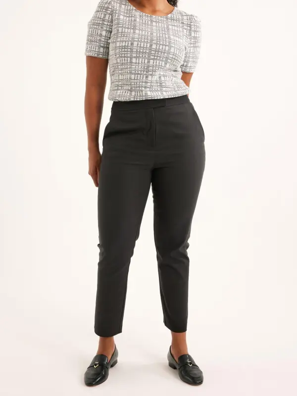 Black Basic Slim Leg Pants