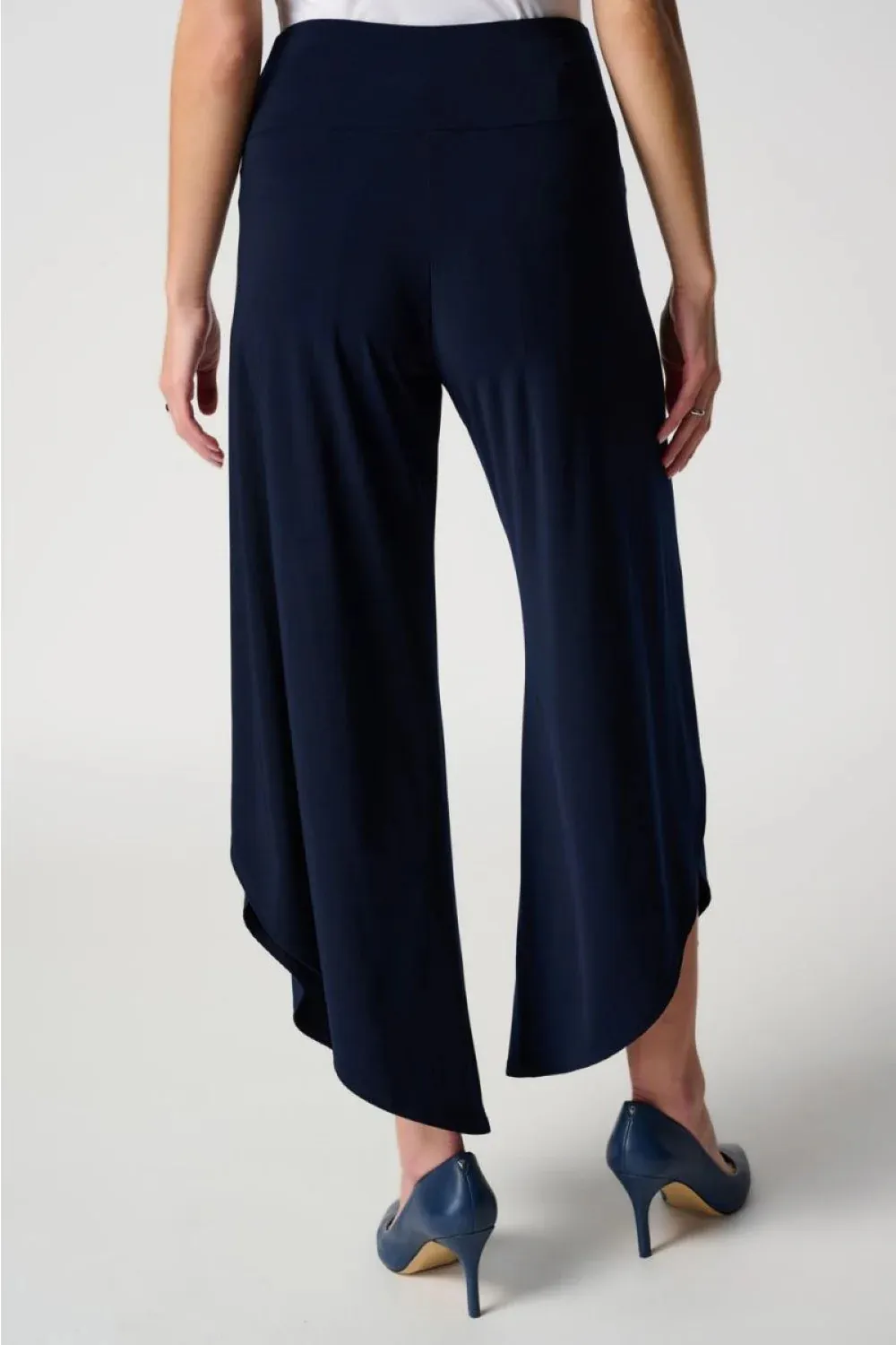 Navy Blue Asymmetric Wide - Leg Pants
