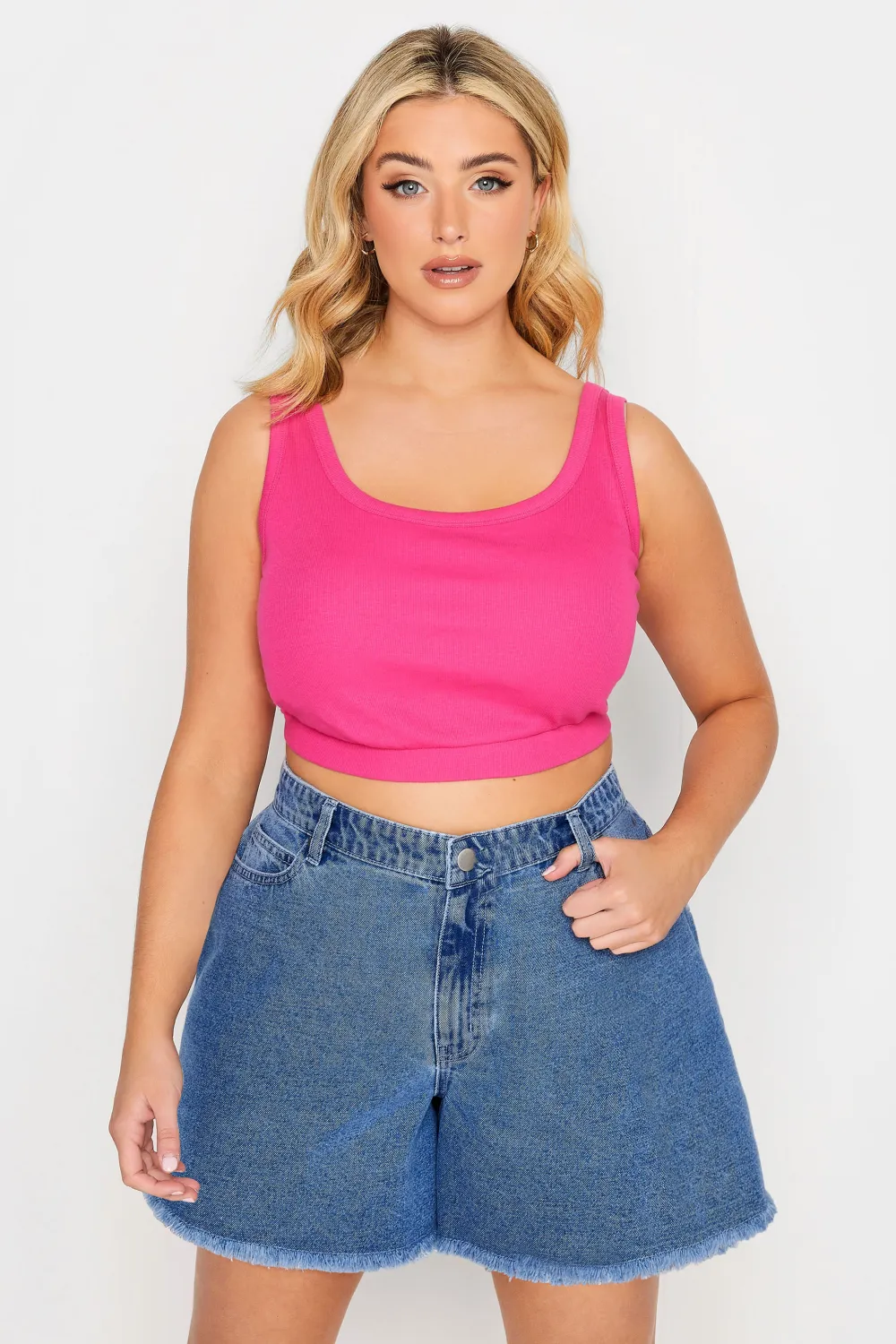 YOURS Curve Mid Blue Floaty Denim Shorts