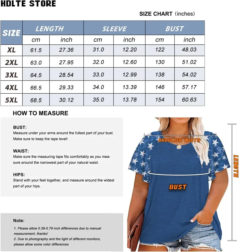 HDLTE Womens Plus Size Tops Floral Bell Sleeves Blouses Summer Crewneck Tunic Loose Casual T Shirts