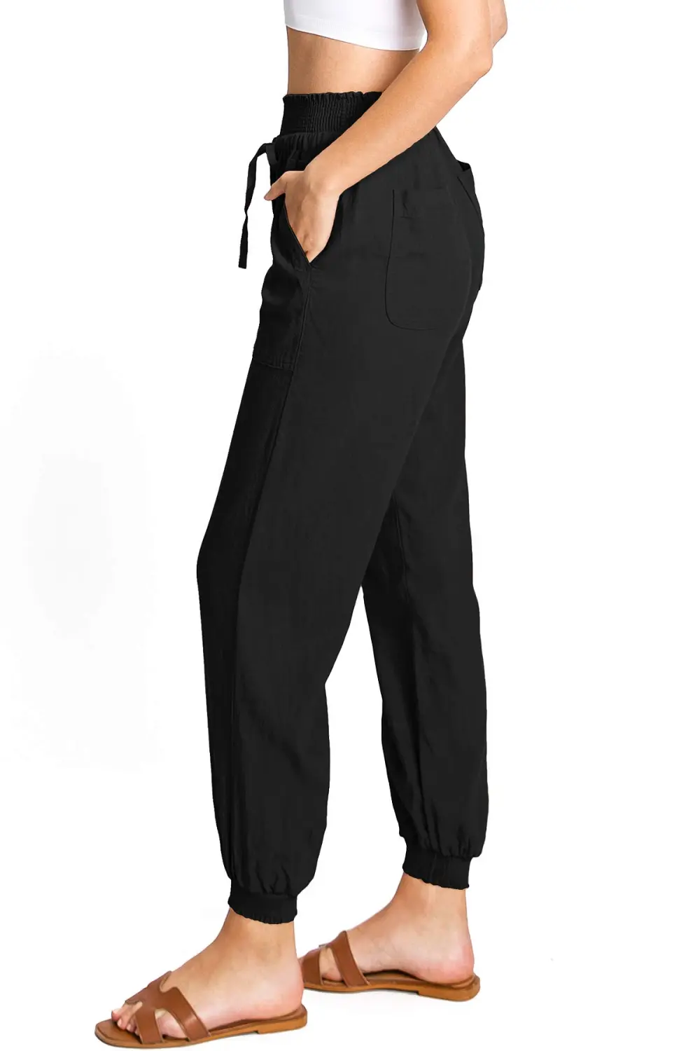 Solid Color Smocked Joggers