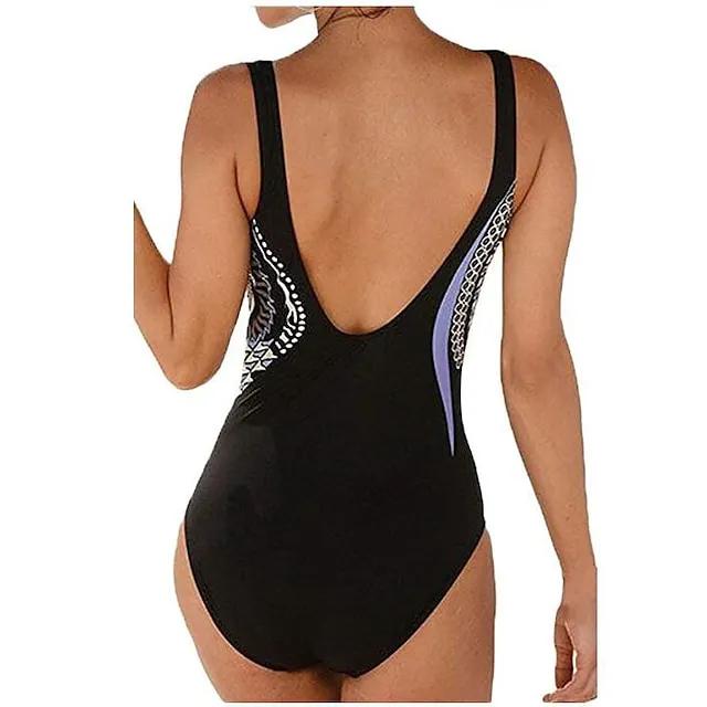 Women's One Piece Swimsuit Backless Vintage Bodysuit Bathing Suit Swimwear White Blue Breathable Quick Dry Lightweight Swimming Surfing Beach Spring Summer