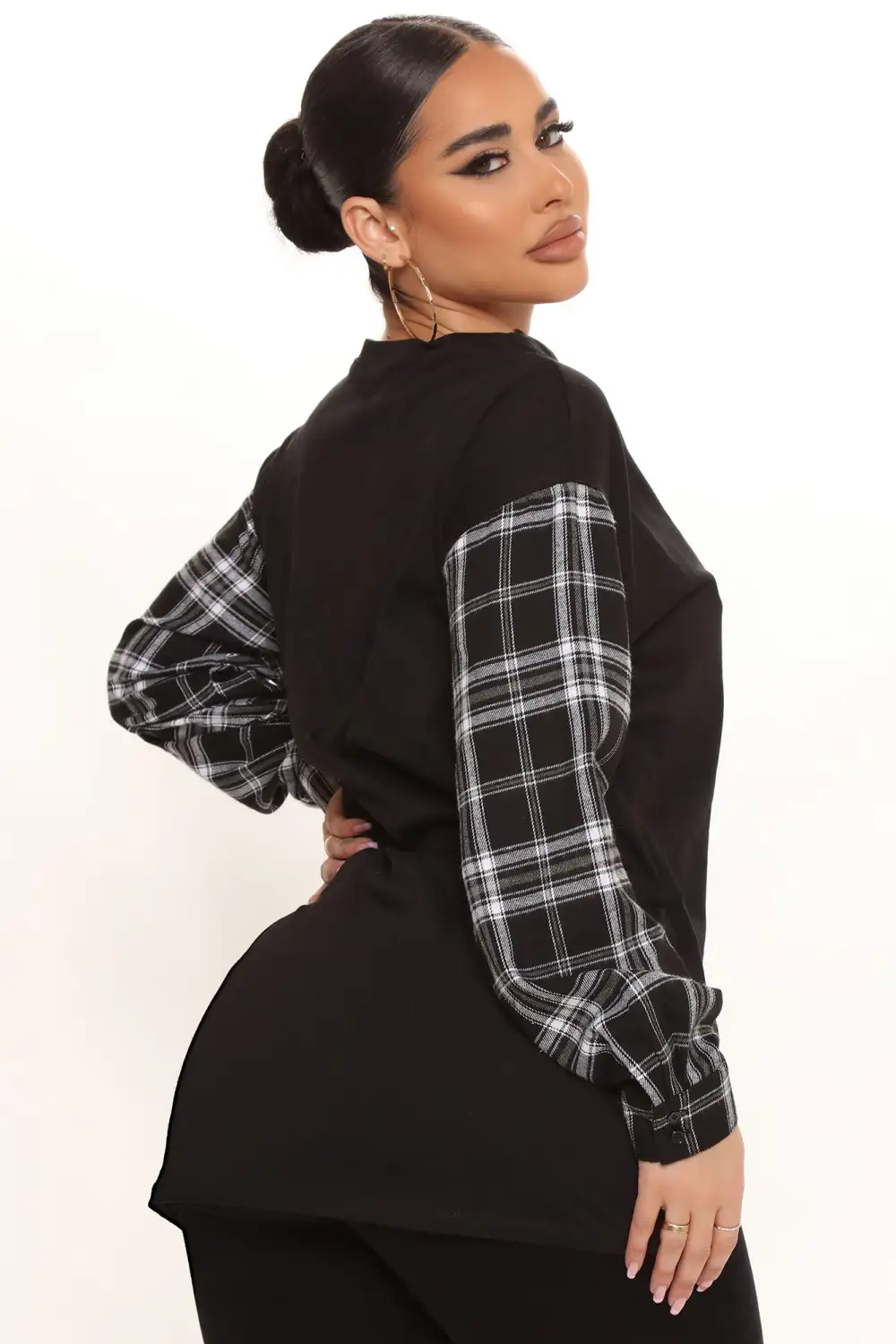Brooklyn Plaid Tunic Top - Black/White