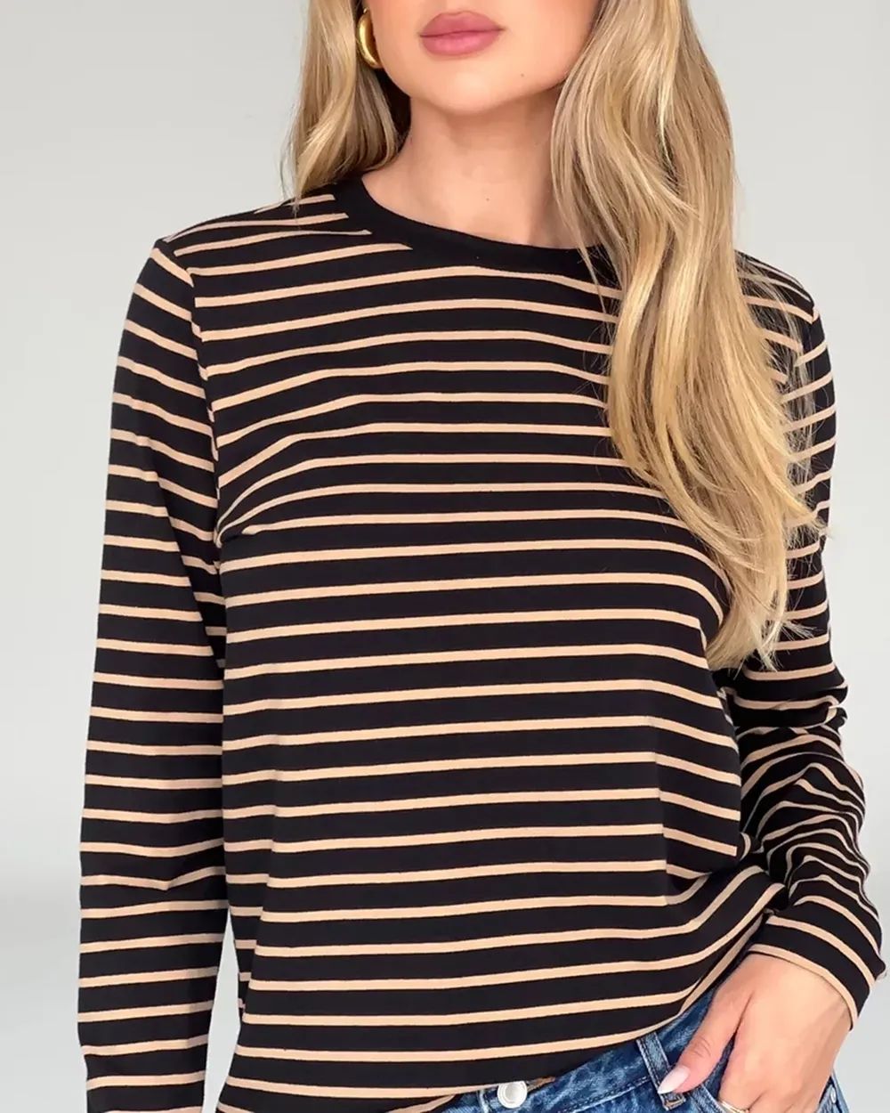 Long Sleeve Stripe Boyfriend Tee