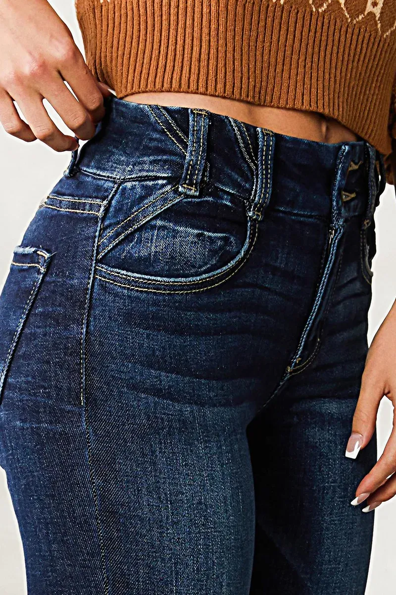 Raw Hem Button Up Mid Rise Skinny Jeans