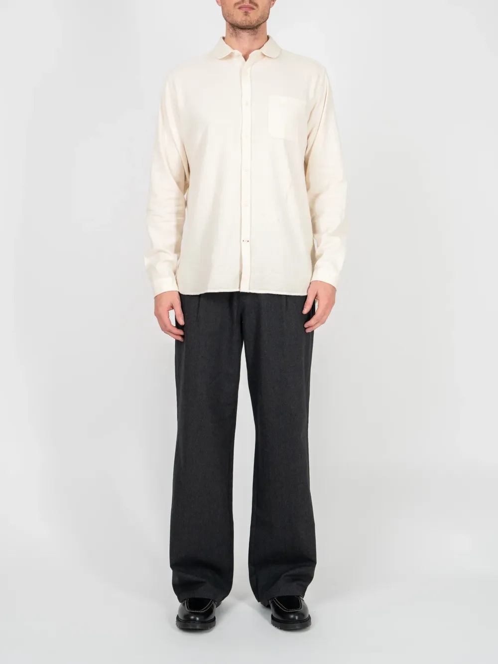 Cream Long Sleeve Cotton Shirt