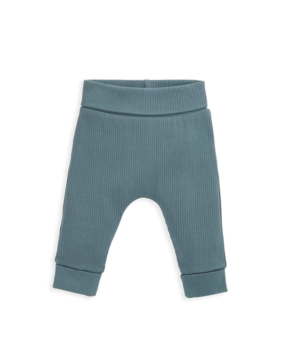 Organic Ribbed Bodysuit & Bottoms - Blue