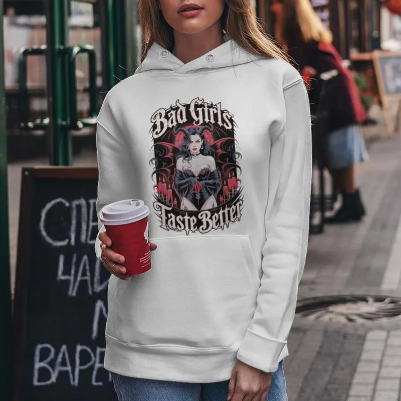 Bad Girls Taste Better Tattoo Lover Vintage Halloween Women Hoodie