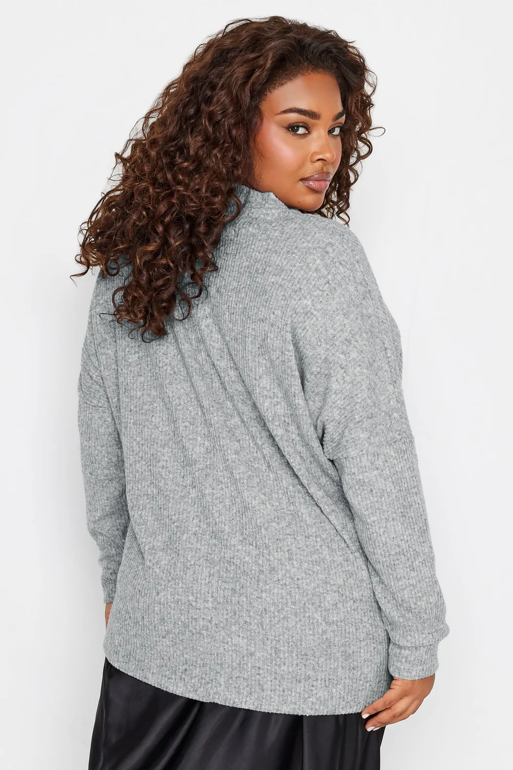 YOURS LUXURY Curve Grey Ribbed Jumper