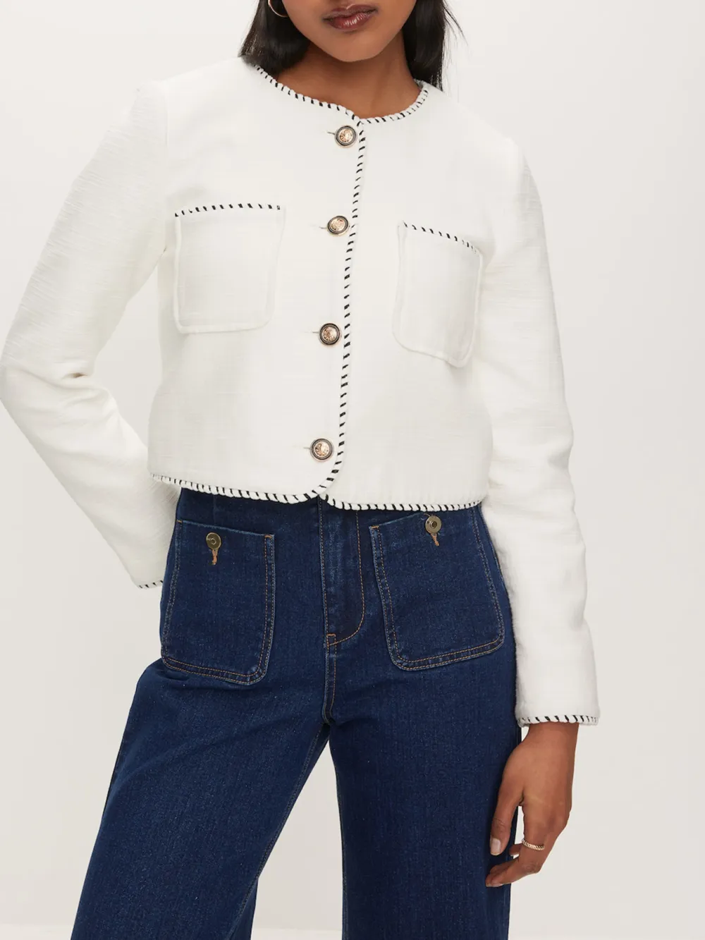 Button Front Textured Jacket