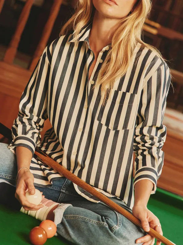 Casual Style Navy & Cream Stripe Shirt