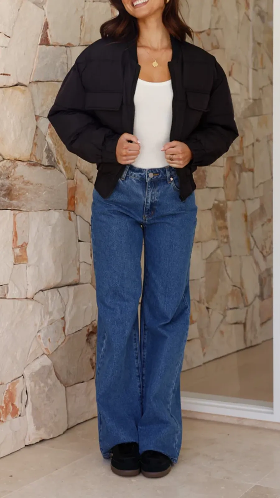 Black Short Warm Coat