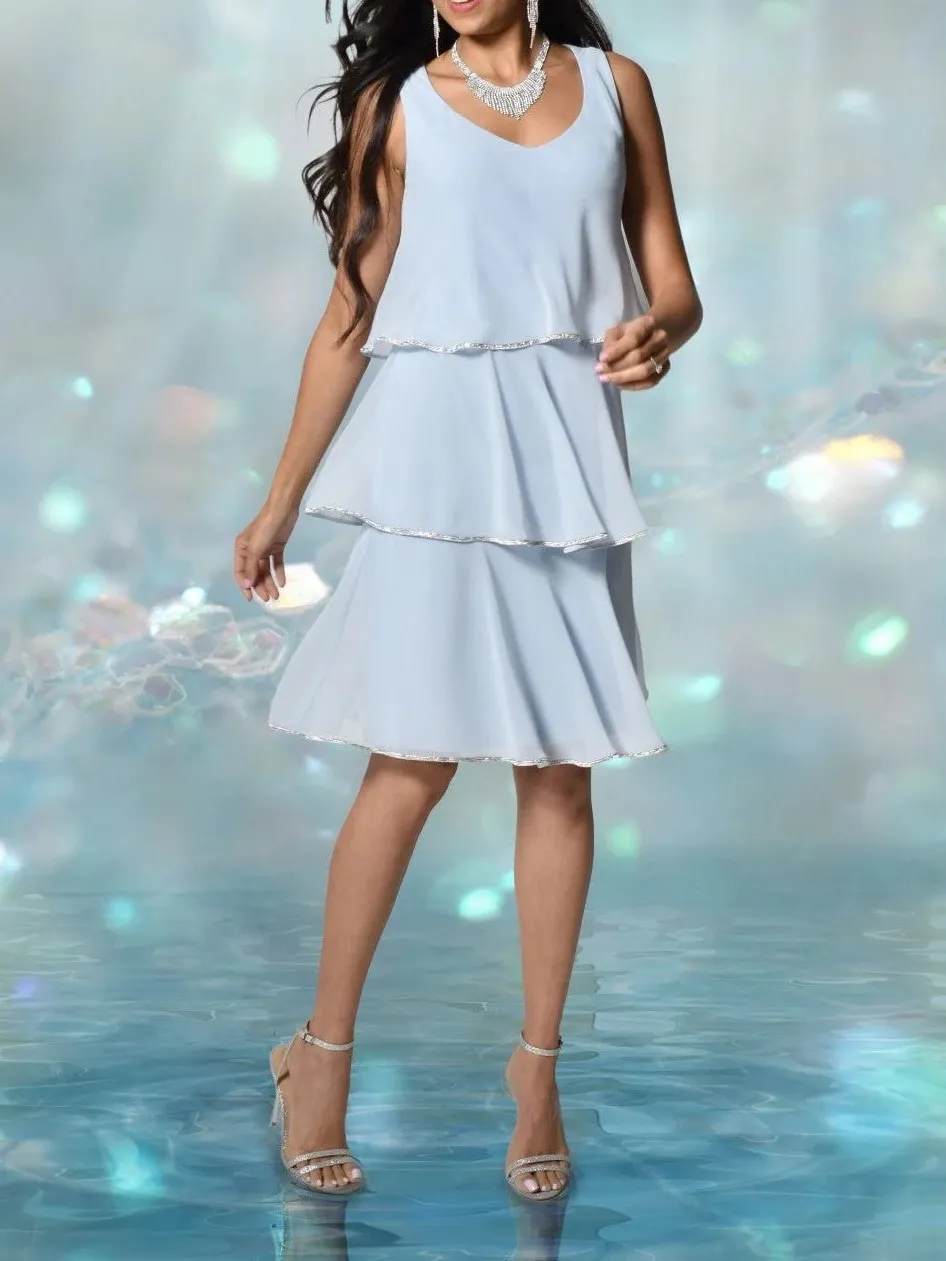 Light Blue Layered Sleeveless Dress