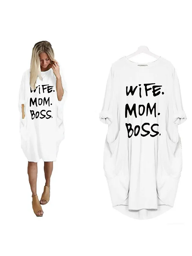 Women's Pajamas Loungewear Nightgown Sleepwear Letter Fashion Simple Basic Home Daily Mother's Day Polyester Pullover Summer Spring claret Orange red