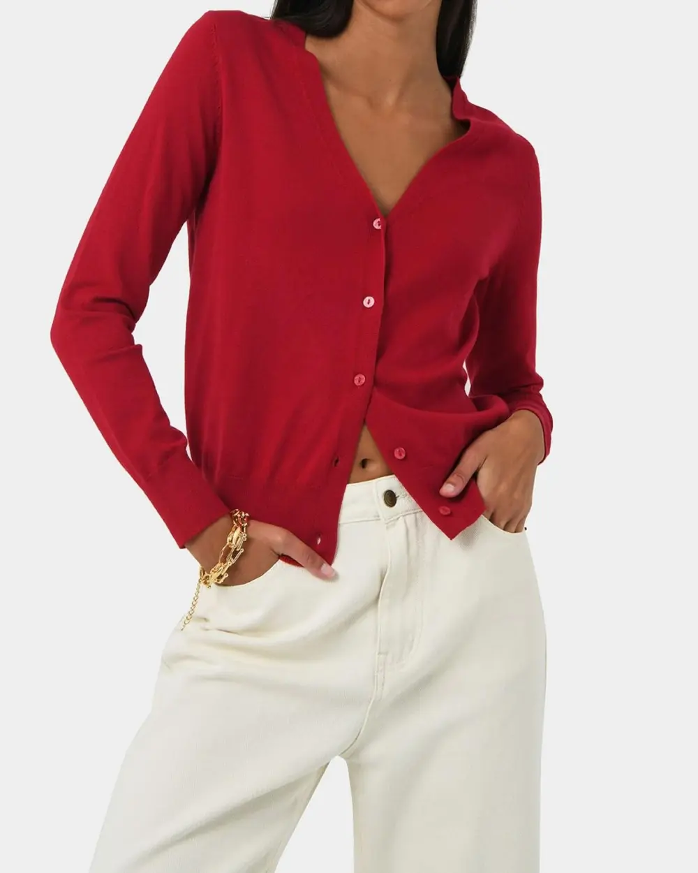 Full Sleeves V-neck Knit Cardigan