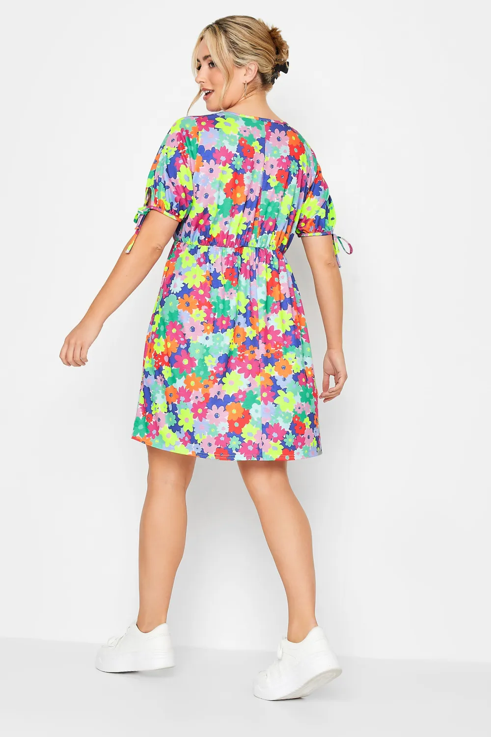YOURS Curve Blue & Pink Ditsy Print Smock Dress