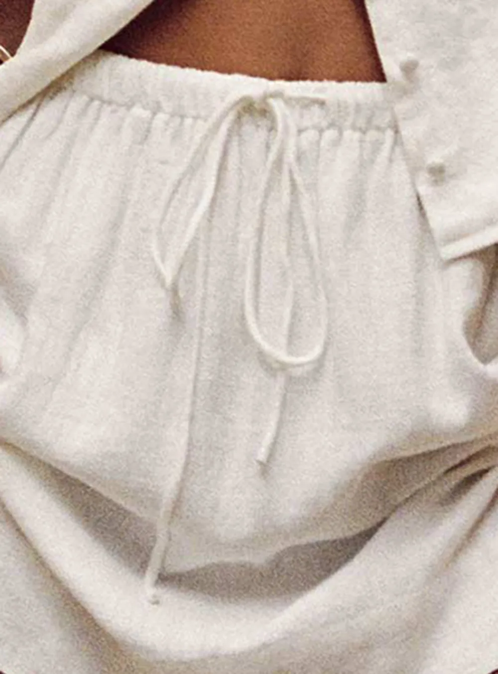 White Linen Blend Button Front Mini Skirt