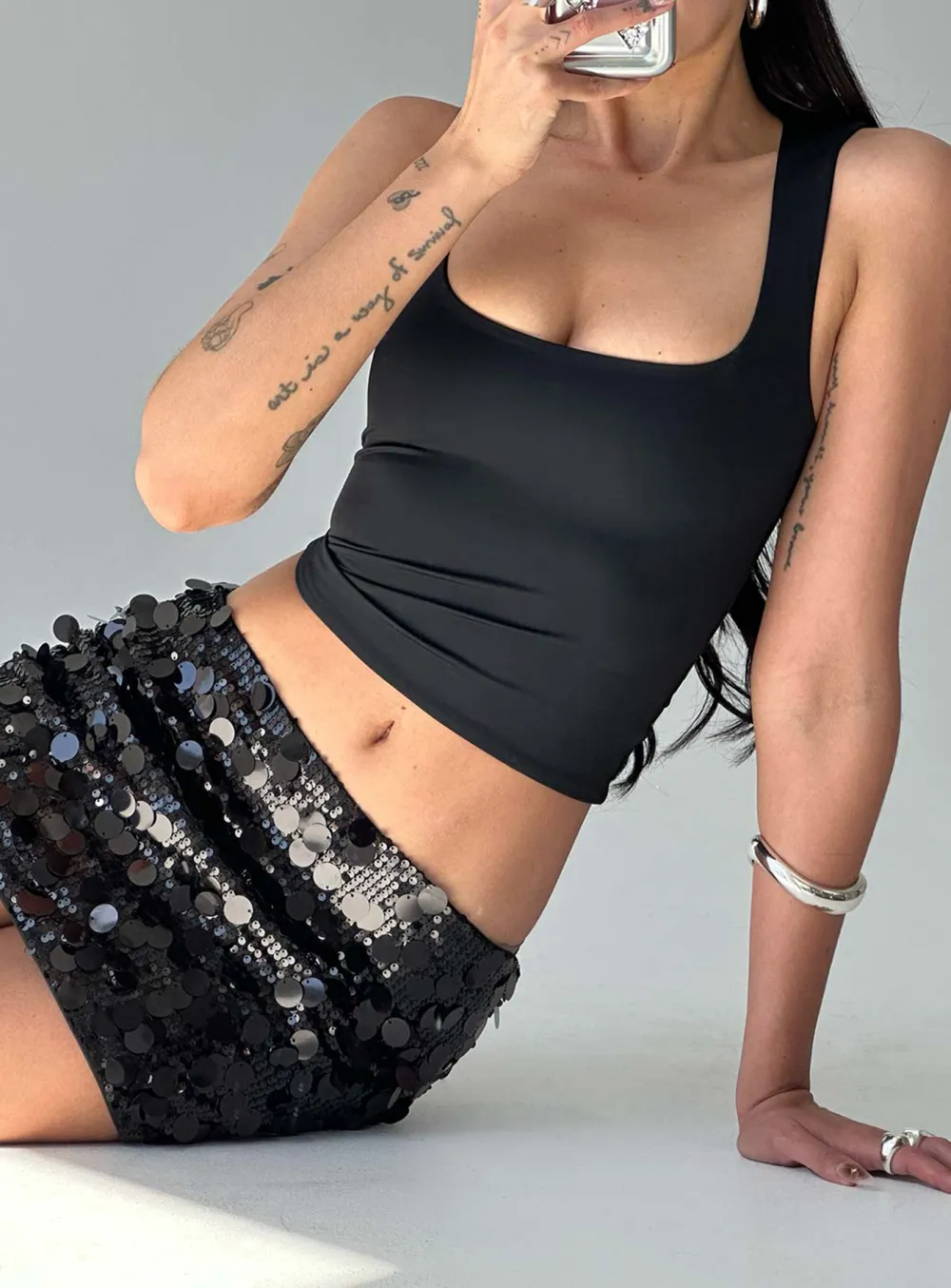 Scoop Neck Black Sleeveless Top