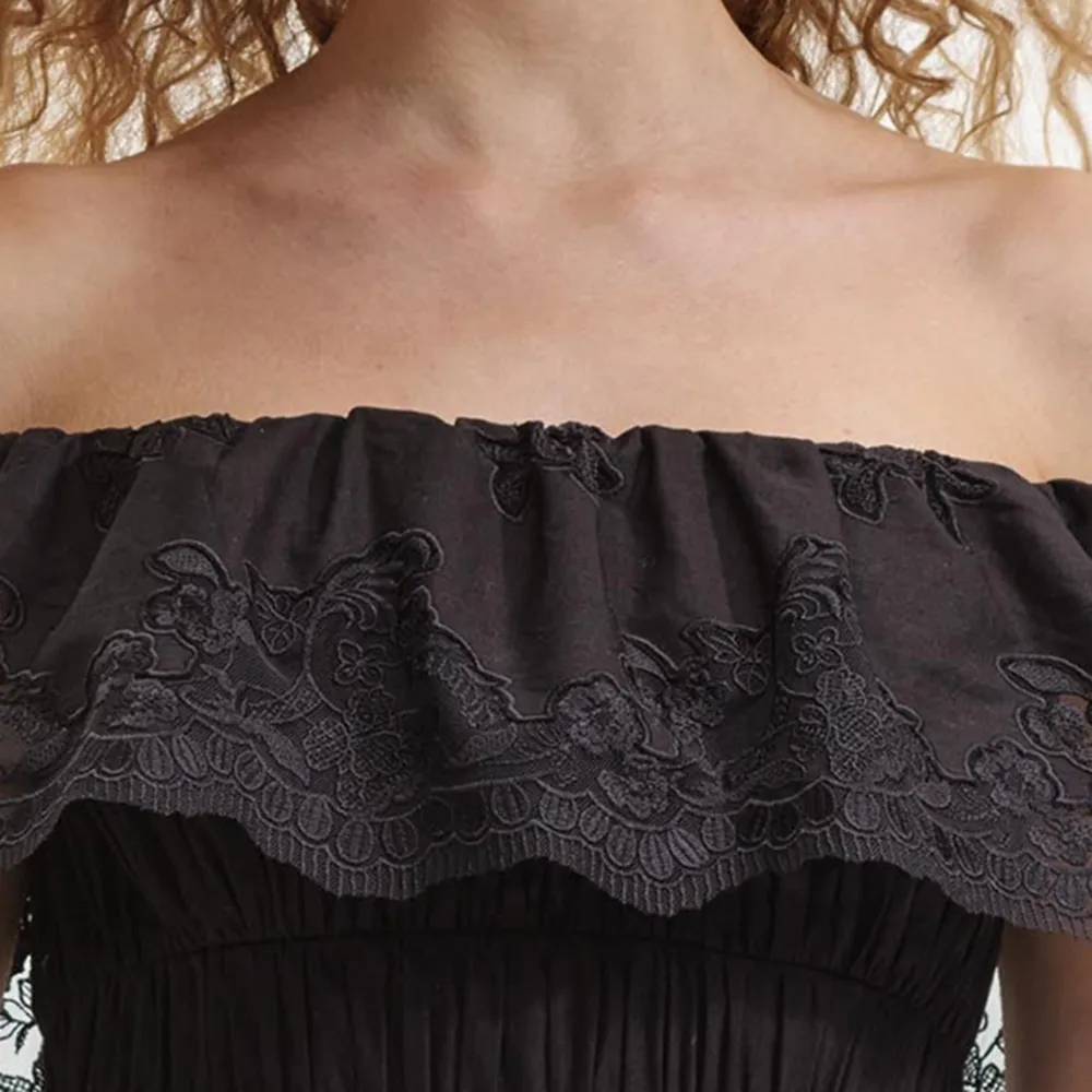 Black Cotton Midi Dress