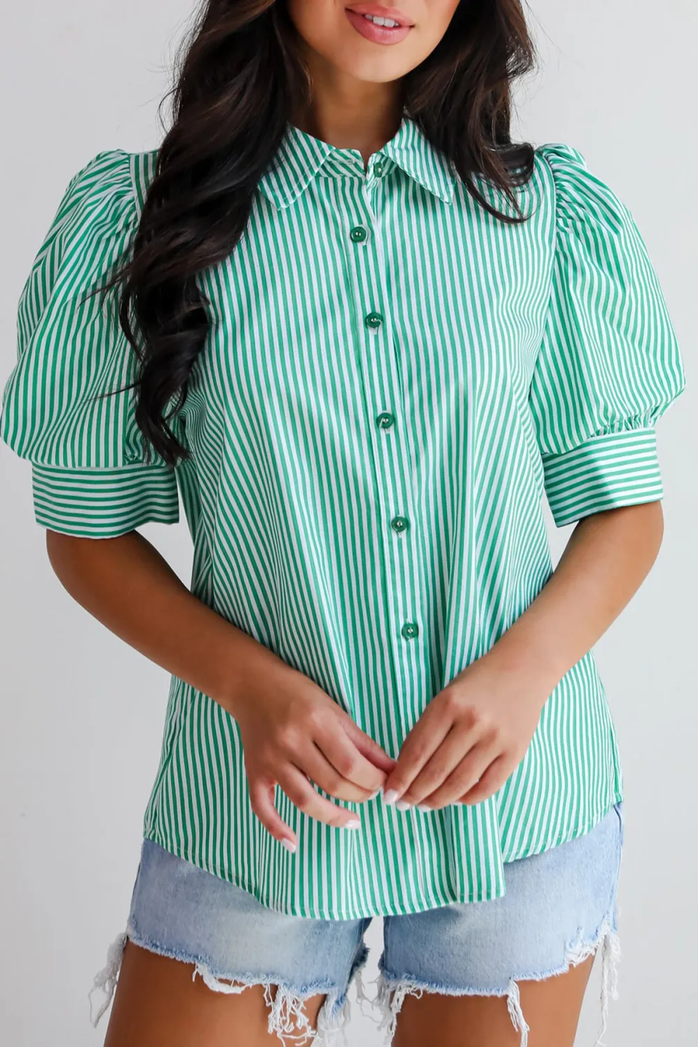 Authentic Sweetness Green Striped Blouse