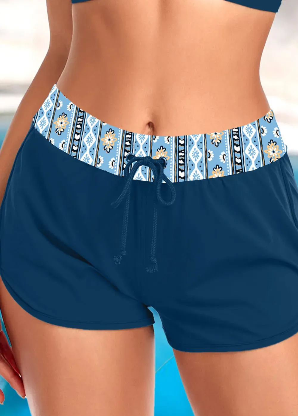 Metal Ring Geometric Print Sage Green Bikini Top