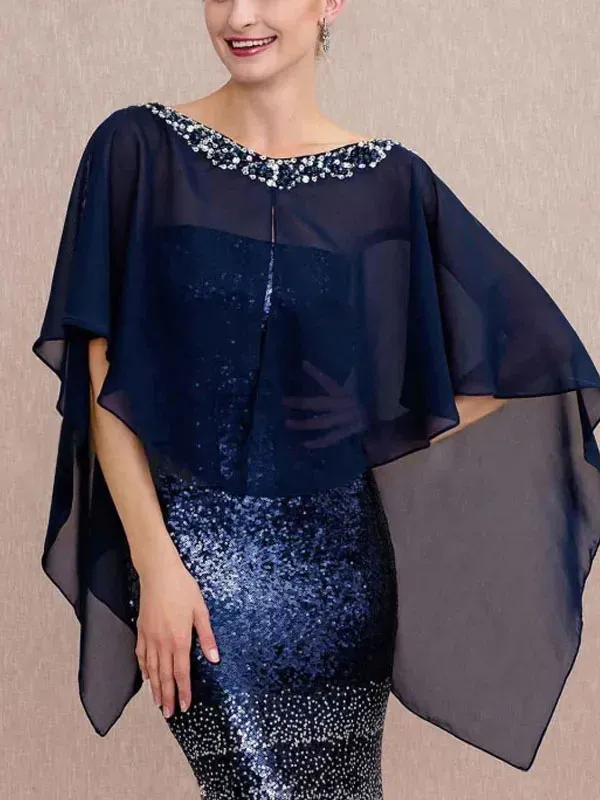 chiffon shawl with beaded buttons