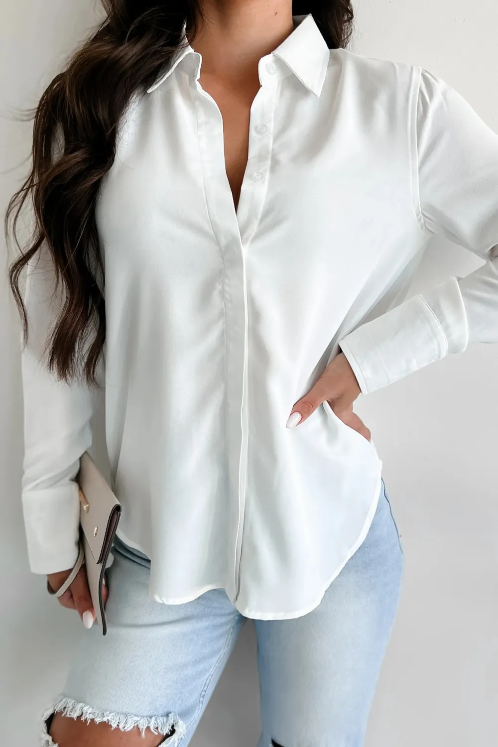 Crepe Covered Placket Dress Shirt