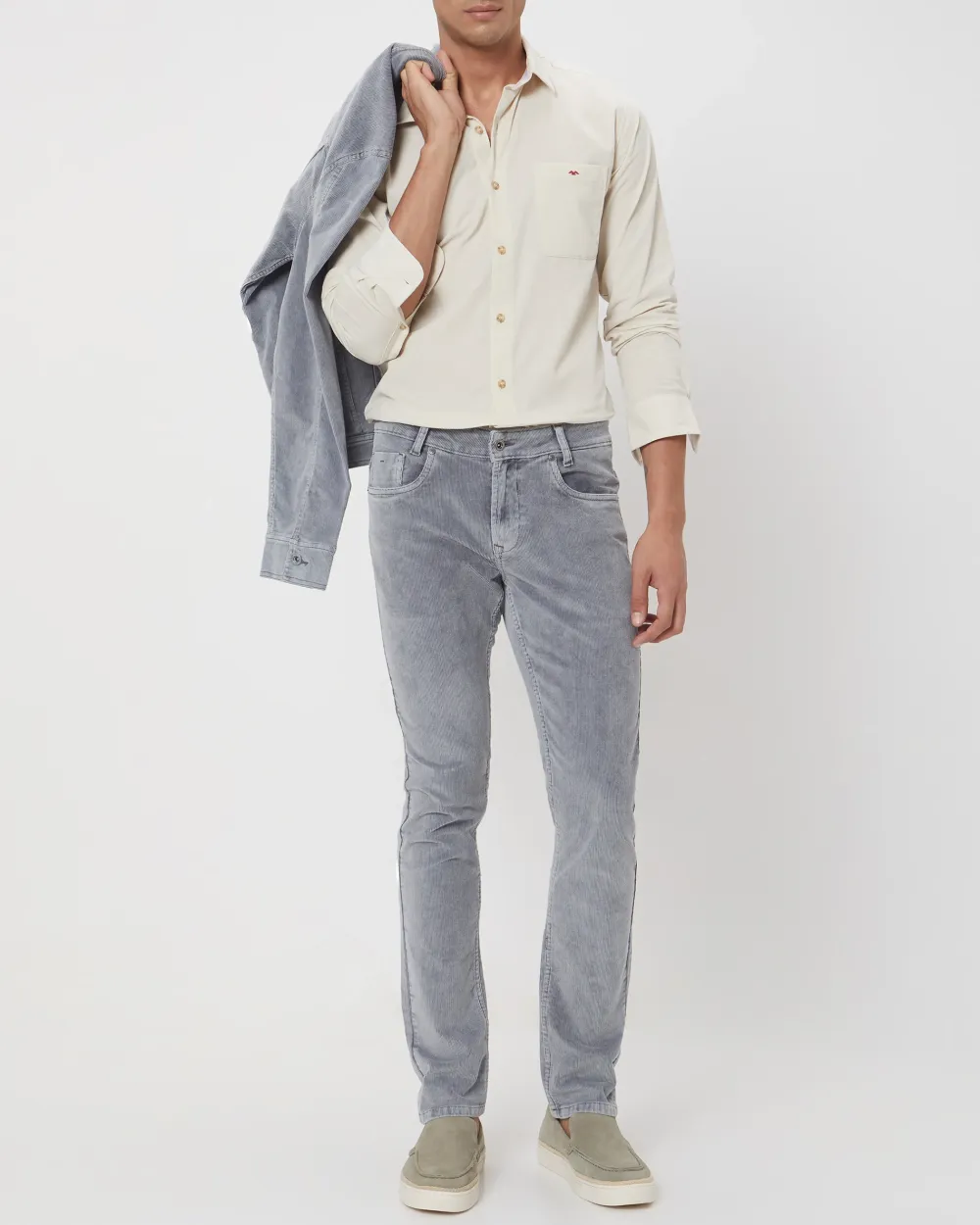 Classic Versatile Slim-Fit Straight-Leg Grey Trousers