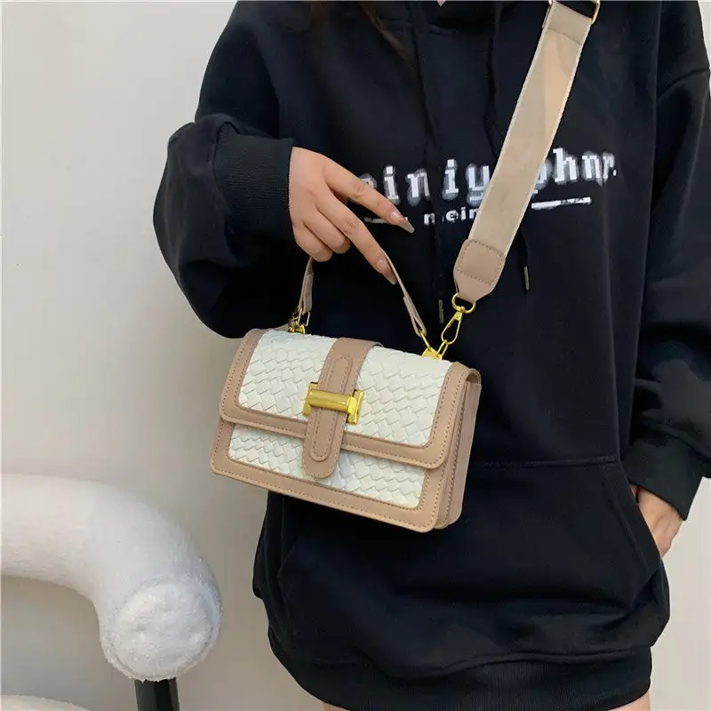 Compact Faux Leather Square Satchel Bag