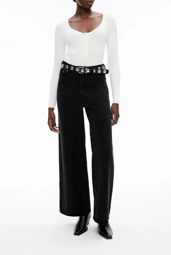 Round Neck Button-Up Knitted Sweater