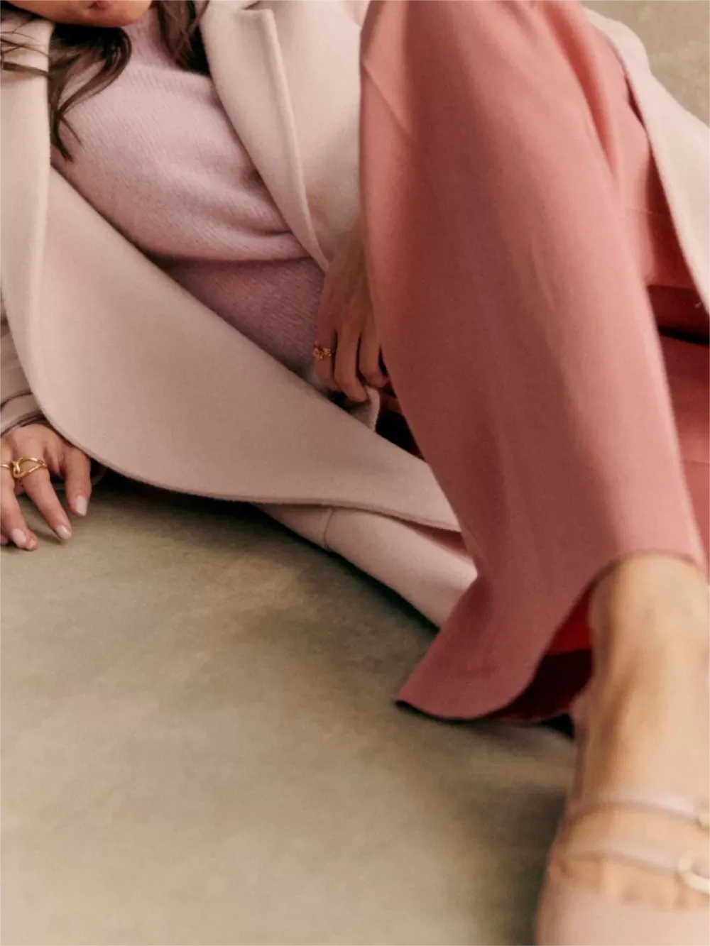 Light Pink Longline Wool Coat